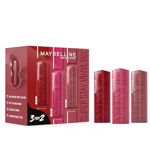 Maybelline New York SuperStay Vinyl Ink Lipstick 3-Piece Set (Coy, Lippy, Witty)