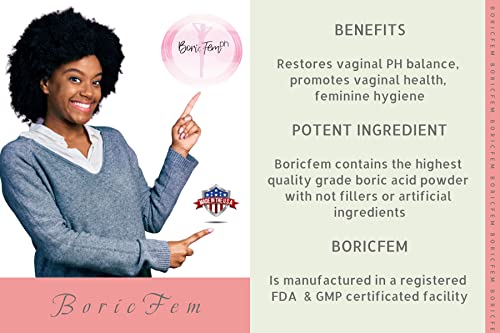 N'More Boric Acid Suppositories - 30 Count, 600mg | 100% Pure Feminine Health Support | Made in USA