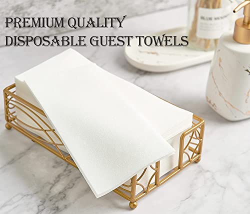 CHEERDO Linen Feel Disposable Bathroom Napkins - 50 Pack White Guest Towels