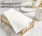 CHEERDO Linen Feel Disposable Bathroom Napkins - 50 Pack White Guest Towels