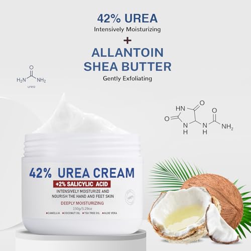 OUKEYA Urea Cream 42% + Salicylic Acid 2% - Deep Moisturizing for Dry Cracked Feet, Heels & Elbows - 50g