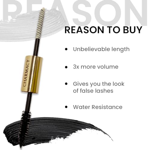Charmacy Milano True or False Mascara - Vegan Volumizing & Lengthening Black Mascara