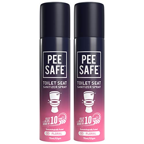 Pee Safe Toilet Seat Sanitizer Spray 75ml Pack of 2 Floral - Kills 99.9% Germs, UTI Prevention, Travel-Friendly