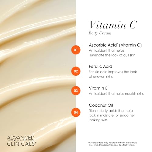 Advanced Clinicals Vitamin C Skin Care Set - Brightening Cream & Serum for Dark Spots (16 oz)
