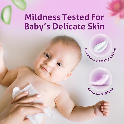 Himalaya Gentle Cleansing Baby Wipes - Alcohol & Paraben Free, 224 Wipes, Aloe Vera & Lotus