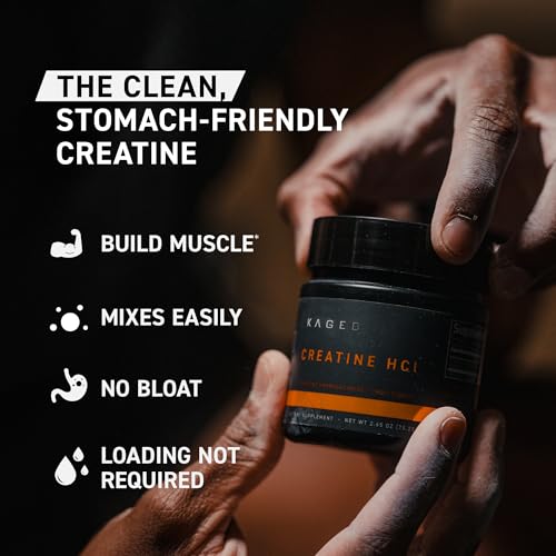 Kaged Creatine HCl Powder Unflavored - 75 Servings - Highly Soluble Muscle Building Supplement