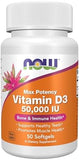 NOW Foods, Vitamin D-3, Max Potency, 50,000 IU, 50 Softgels