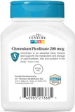 21st Century Chromium Picolinate 200mcg - 100 Tablets - Blood Sugar Metabolism Support