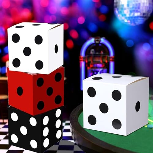 THE WHITE SHOP 6-Piece Dice Favor Boxes & Jumbo Dice Set – Casino Theme Party Decorations