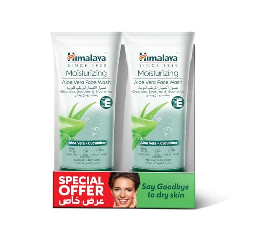 Himalaya Moisturizing Aloe Vera Face Wash - Cream-Based Gentle Cleanser for 2x150ml