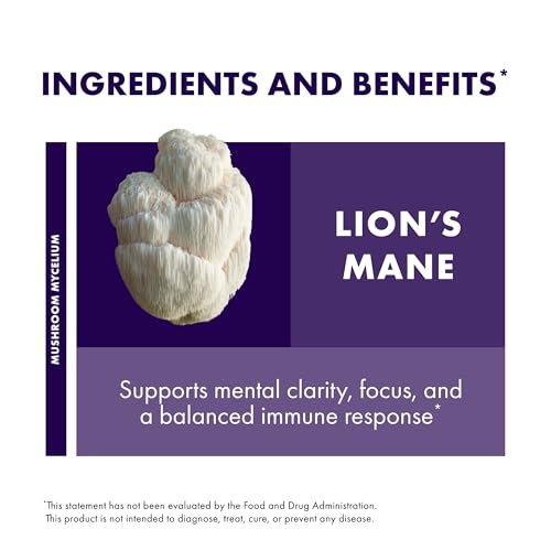 Host Defense Lion's Mane Mushroom Mycelium Powder for Mental Clarity & Focus, 100g