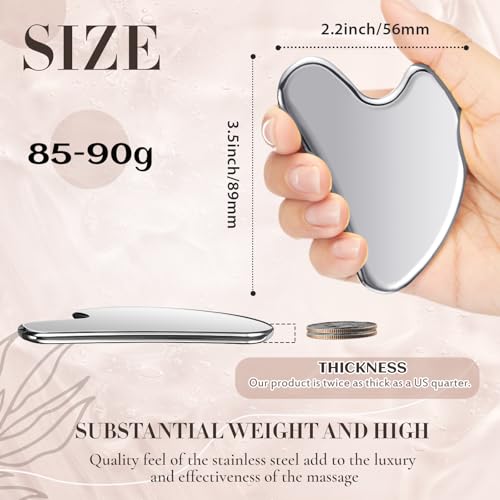 Nuanchu Stainless Steel Gua Sha Facial Tool - Tightens Skin & Reduces Wrinkles - Mother's Day Gift with Travel Pouch