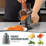 KEOUKE Rotary Cheese Grater & Vegetable Shredder - 3 Blades & Suction Base