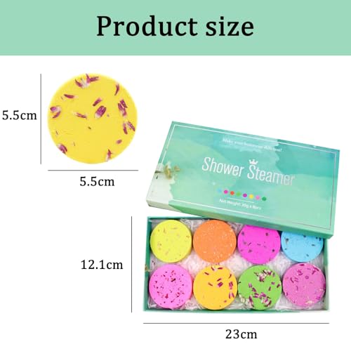 8 Pack Aromatherapy Shower Steamers & Shower Bombs Gift Set with Natural Essential Oils for Relaxation