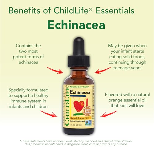 ChildLife Essentials Echinacea - Natural Orange Flavor Immune Support for Kids | 1 Fl Oz