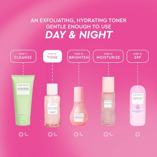 Glow Recipe PHA + BHA Face Toner - Pore Minimizer & Gentle Exfoliant for Glass Skin - Hydrating & Tightening with Hyaluronic Acid & Watermelon (40ml)