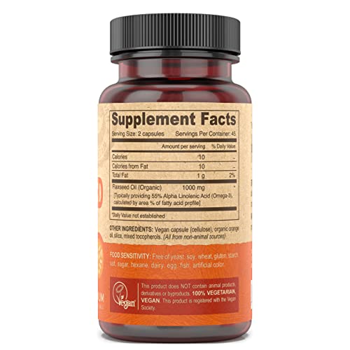 Deva Vegan Omega-3 Flaxseed Oil - 1000mg ALA - 90 Capsules