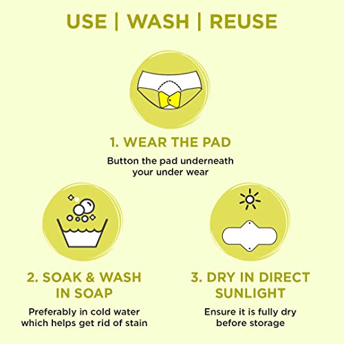 Pee Safe Reusable Sanitary Pads - Anti-Bacterial, Absorbent Pack of 4 with Pouch
