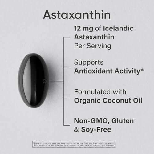 Sportgs Research Triple Strength Astaxanthin (12mg) with Organic Coconut Oil | Non-GMO, Soy & Gluten Free - 60 Mini Softgels (2 Month Supply)