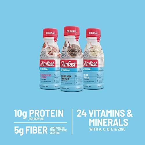 SlimFast Meal Replacement Shake, Protein Drink for Meal Support, Fan Favorites Variety Pack, Original RTD,11 Fl. Oz Bottles, 12 Count (Packaging May Vary)