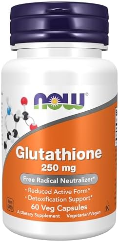 Now Foods Supplements Glutathione 250 Mg Detoxification Support Free Radical Neutralizer 60 Veg Capsules
