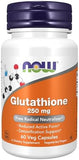 Now Foods Supplements Glutathione 250 Mg Detoxification Support Free Radical Neutralizer 60 Veg Capsules