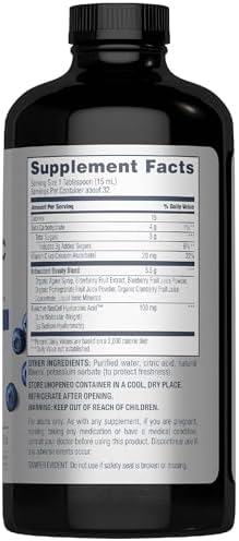 Neocell Hyaluronic Acid Blueberry Liquid - 16 fl oz for Hydration & Wellness