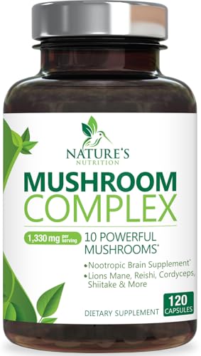 3X Strength Mushroom Complex - Lions Mane, Turkey Tail, Reishi, Cordyceps, Chaga & Maitake - 120 Capsules