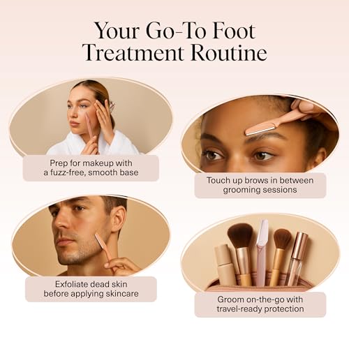 Kitsch Dermaplaning Tool - 6 Pieces Terracotta Face Razors for Women & Men, Eyebrow Trimmer & Shaver