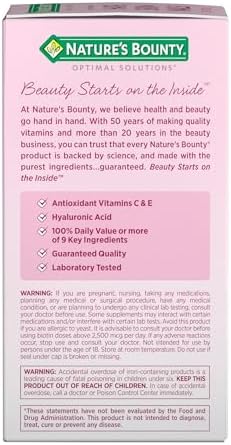 Nature's Bounty Advanced Hair, Skin & Nails, Argan-Infused Vitamin Supplement with Biotin and Hyaluronic Acid, 150 Rapid Release Softgels, 50 Total Servings