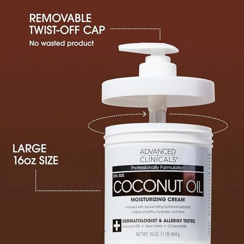 Advanced Clinicals Coconut Oil Cream - 16 oz
