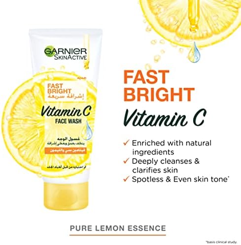 Garnier Fast Bright Lemon Face Wash: Brightening Cleanser, 100ml