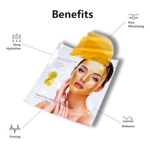 LBOYLlove 4pcs 24K Gold Collagen Overnight Face Masks - Hydrating Bio-Collagen for Anti-Wrinkle Lift