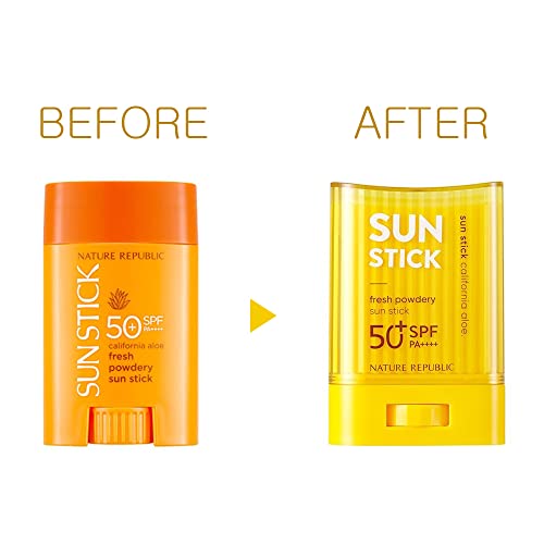 California Aloe Fresh Powdery Sun Stick SPF50+ PA++++ 25ml, Natural Sun Protection for Face
