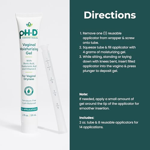 Boric Acid Moisturizing Gel with Hyaluronic Acid & Vitamin E - pH-D Feminine Health - Dryness Relief, Paraben-Free, Vegan, 14 Applications