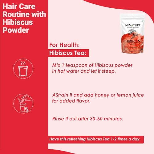 USDA Certified Organic Hibiscus Powder - 100% Pure & Natural for Hair, Skin & Health - 8 Oz (227g) - Resealable Ziplock Pouch