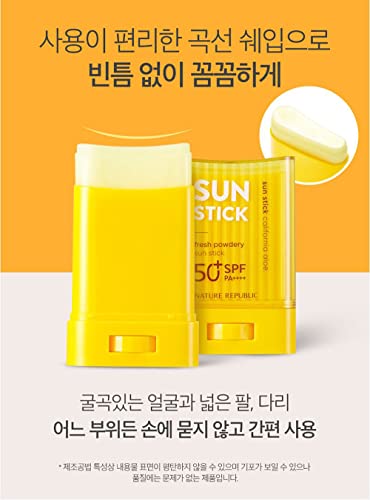 California Aloe Fresh Powdery Sun Stick SPF50+ PA++++ 25ml, Natural Sun Protection for Face