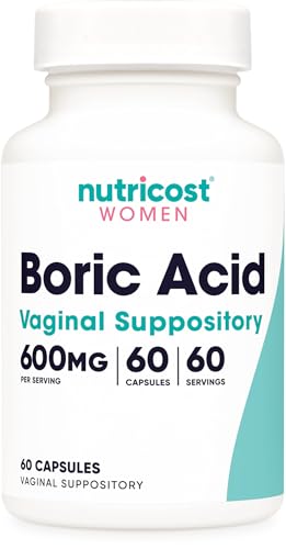 Nutricost Boric Acid 600mg Capsules - 60 Count | Vaginal Suppository for Women | Non-GMO