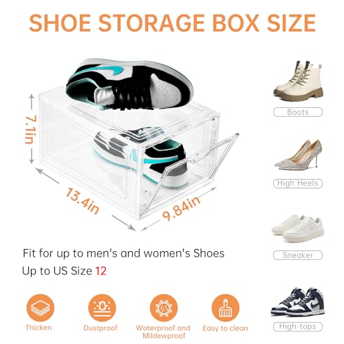 Aliscatre 6 Pack Clear Plastic Shoe Storage Boxes with Lids - Stackable Organizer for Closet Sneaker Display