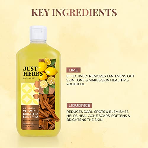 Just Herbs Vitamin C Skin Brightening Body Wash - Lime & Liquorice - 300 ml