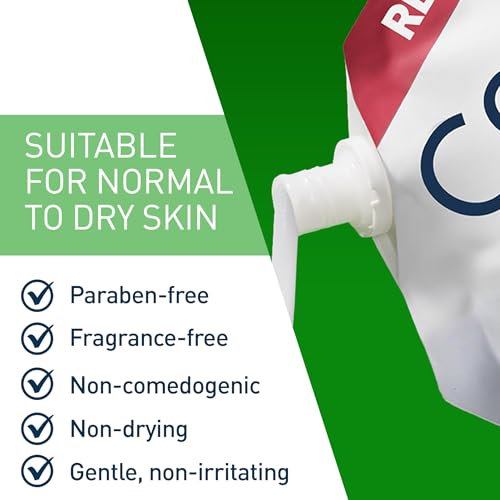 CeraVe Hydrating Facial Cleanser Refill, Dry Skin, Hyaluronic Acid + Ceramides + Glycerin (16 Ounce)