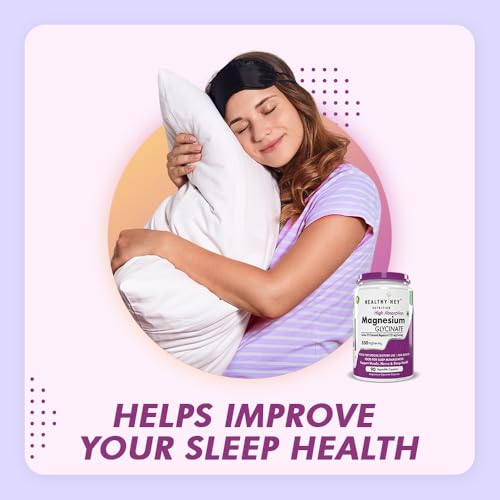 HealthyHey High Absorption Magnesium Glycinate Chelated - 90 Vegetable Capsules for Sleep & Nerves