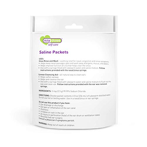 EZY DOSE Saline Nasal Rinse Refill Packets - Sinus Relief, 100 Count, USA Made