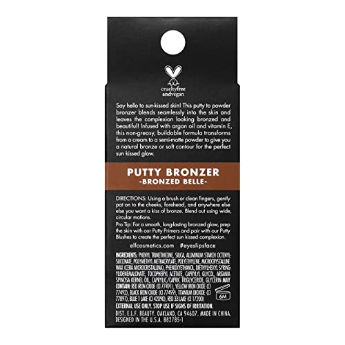 e.l.f. Putty Bronzer - Creamy, Highly Pigmented Bronzer with Argan Oil & Vitamin E | Long-Lasting Glow, 0.35 Oz
