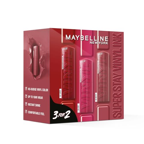 Maybelline New York SuperStay Vinyl Ink Lipstick 3-Piece Set (Coy, Lippy, Witty)