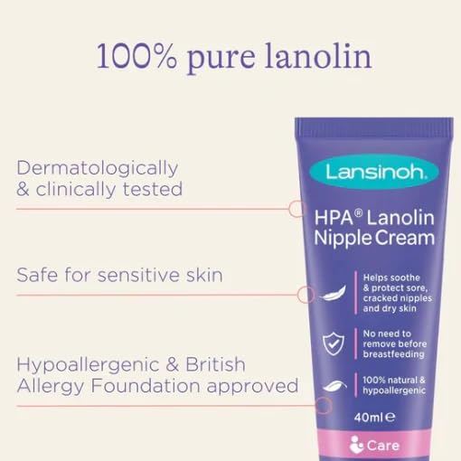 Lansinoh HPA Lanolin Nipple Cream 40g - Soothes Sore Nipples for Breastfeeding Moms