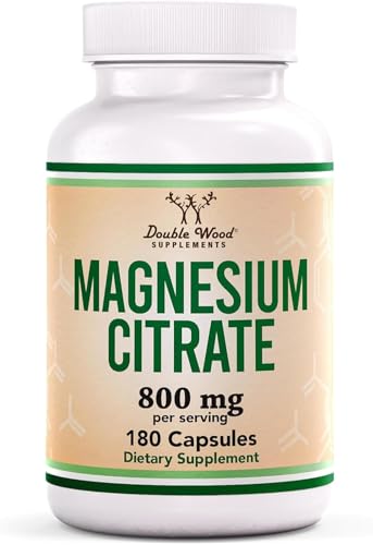 Magnesium Citrate 400mg Capsules - High Absorption for Relaxation & Digestion | 180 Vegan Count by Double Wood Supplements