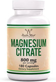 Magnesium Citrate 400mg Capsules - High Absorption for Relaxation & Digestion | 180 Vegan Count by Double Wood Supplements
