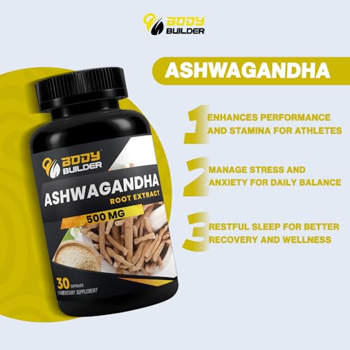 Body Builder Organic Ashwagandha, 500mg Endurance Support