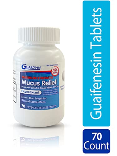 Guardian Maximum Strength Mucus Relief 12 Hour, Guaifenesin 1200mg Expectorant (70 Tablets)